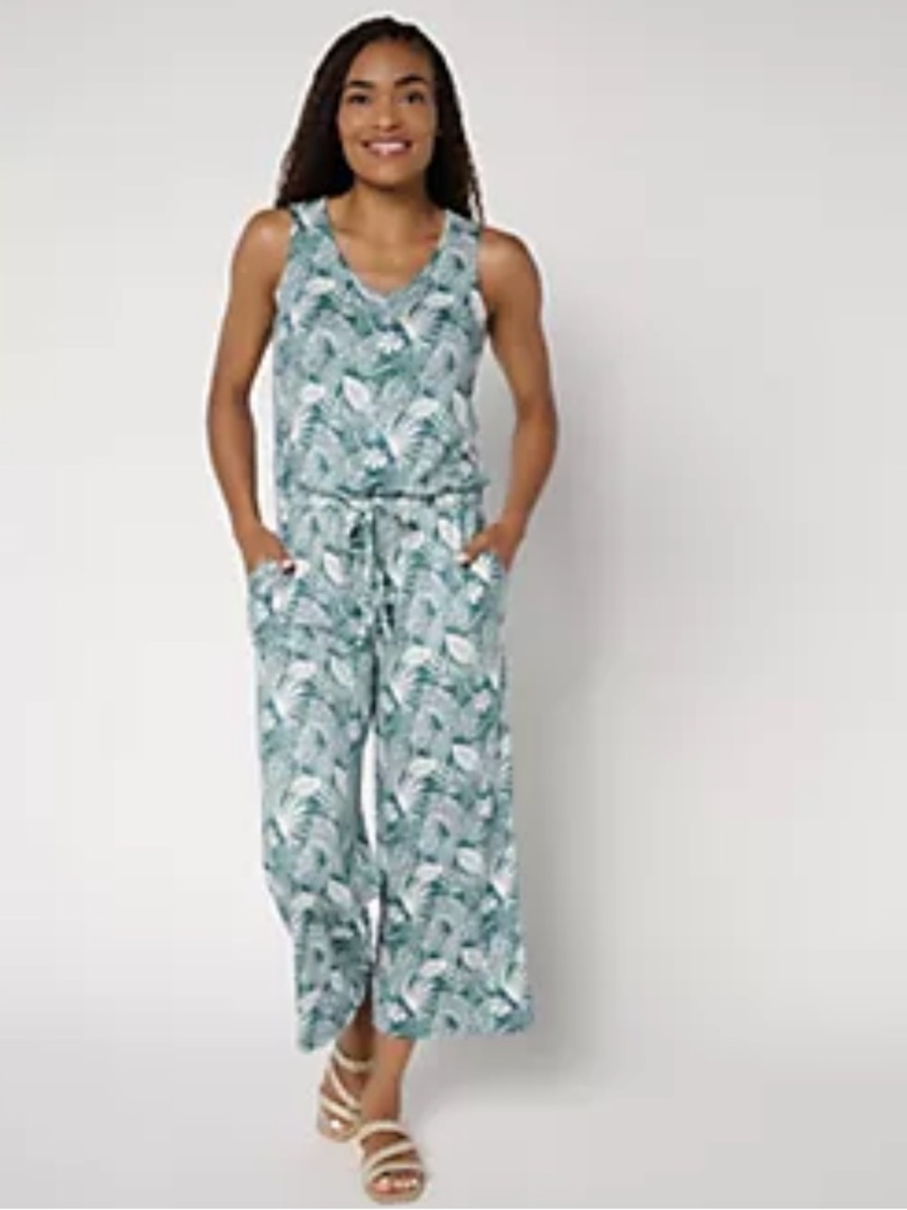 MUK LUKS Women's Regular Cloud Knit Sleeveless Crop Jumpsuit Size Medium NEW/NWT